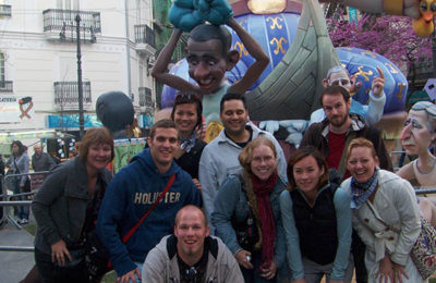 A float at Las Fallas with the Cantebury group